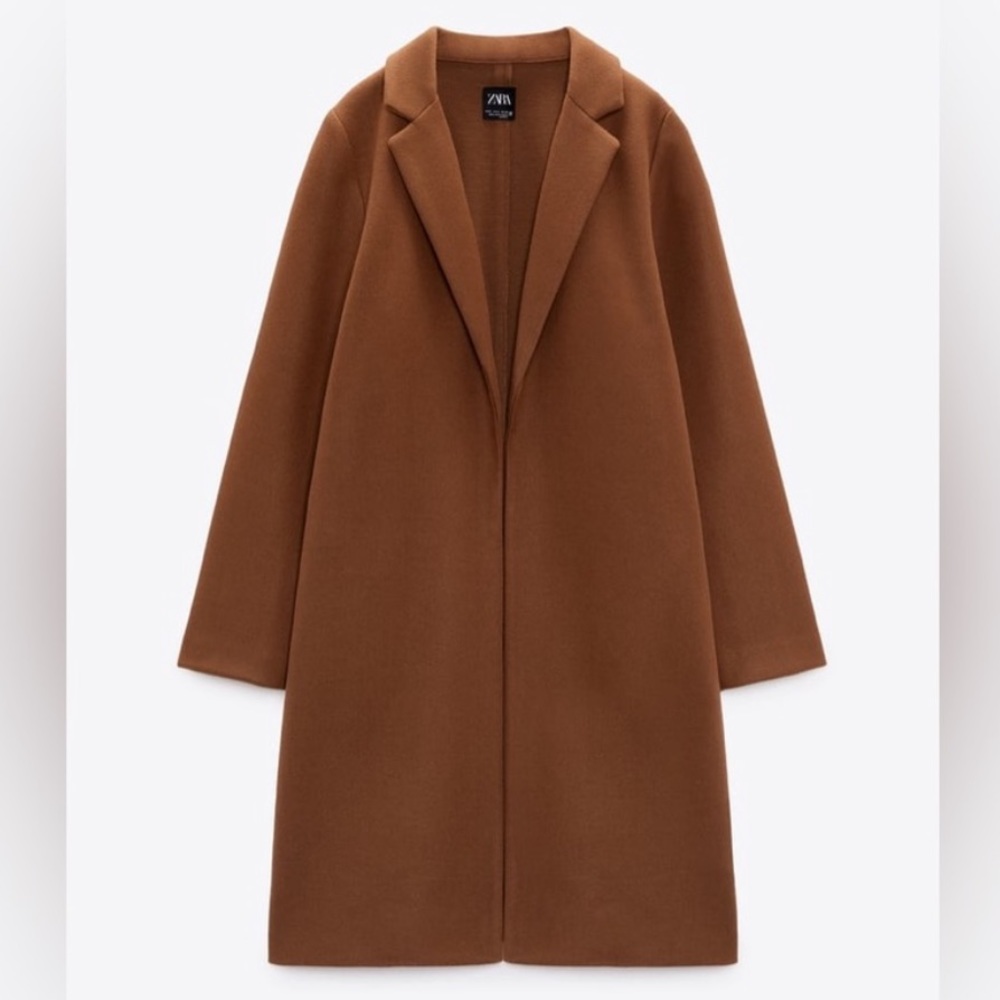 ZARA NEW Brown Felt Texture Coat